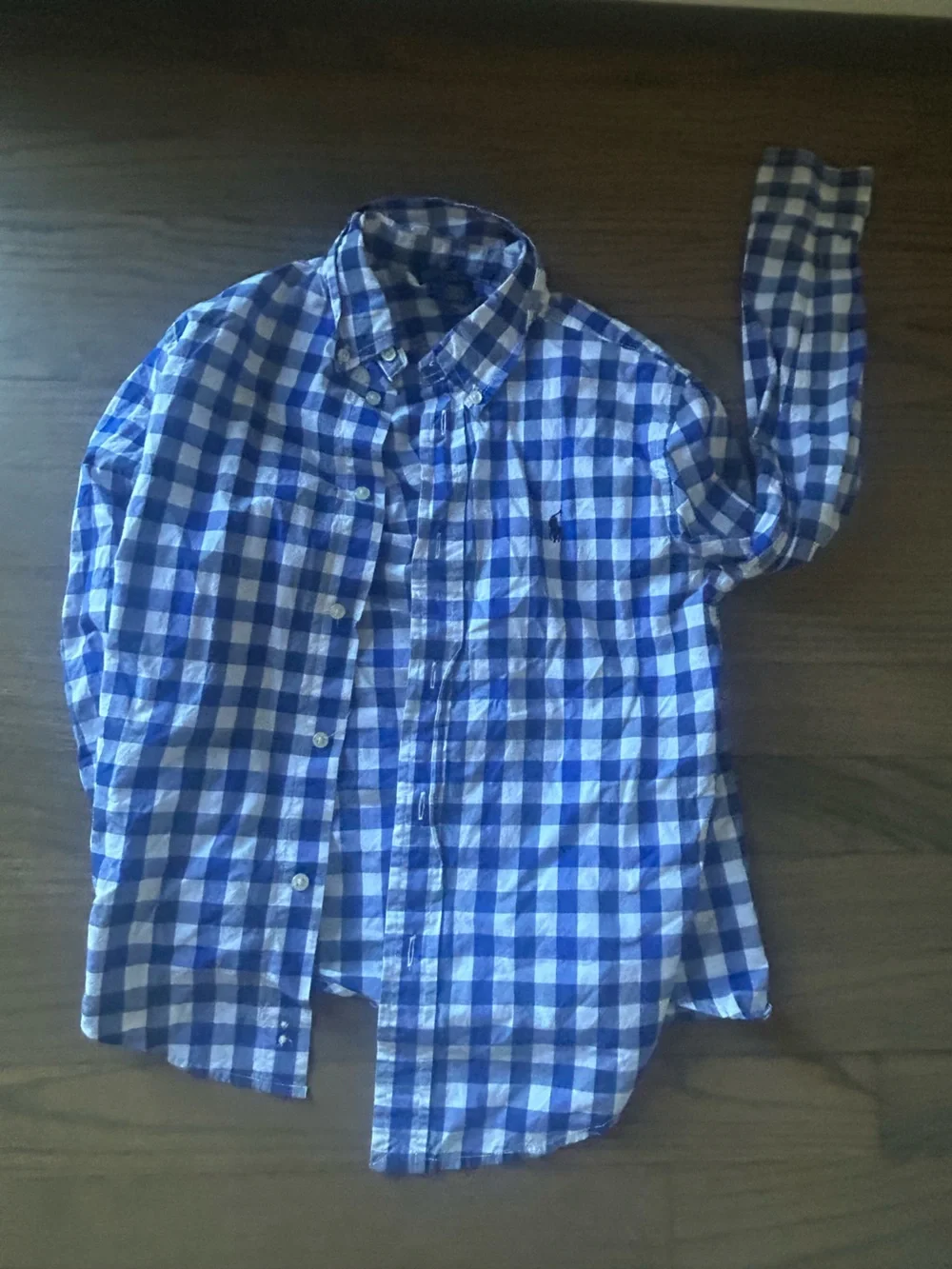 Ralph Lauren Blue and White Gingham boys button up